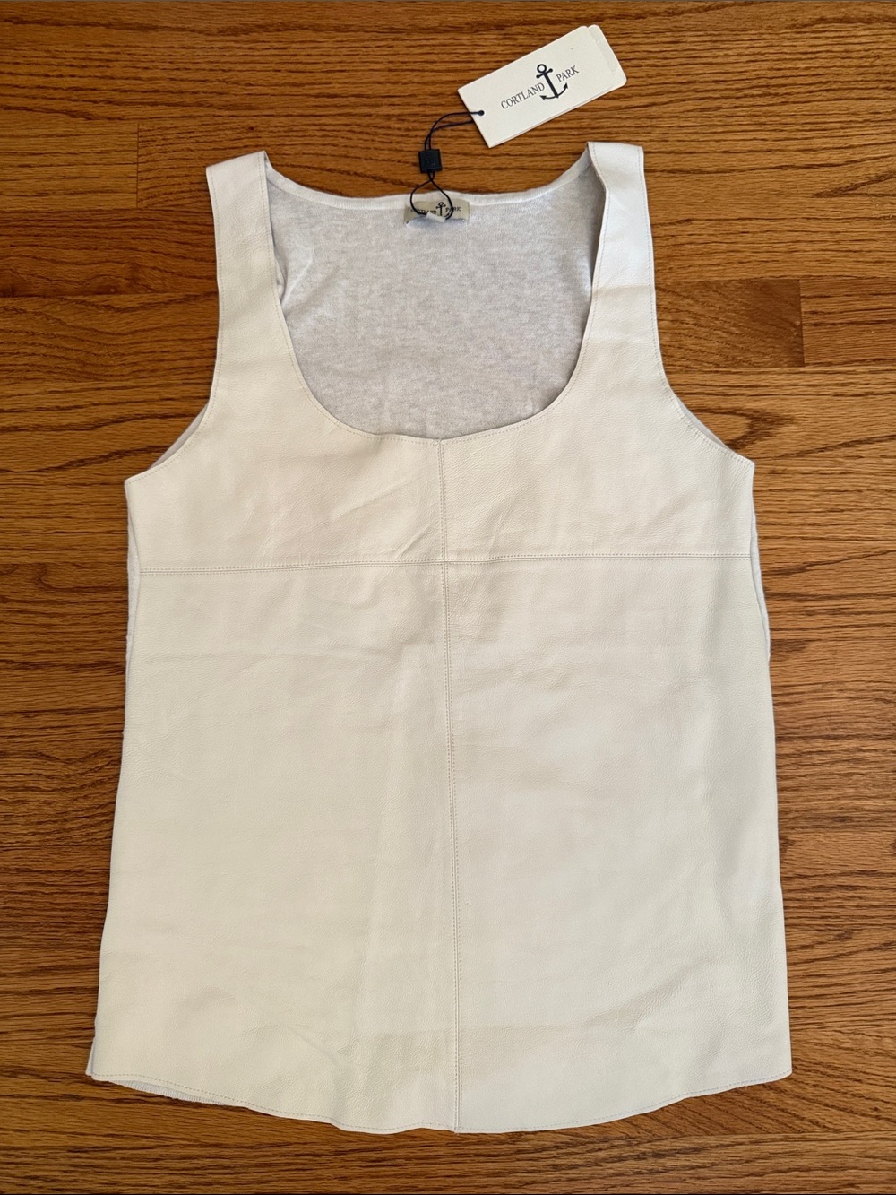 NWT Cortland Park Cream Leather Scoop Neck Tank Top
